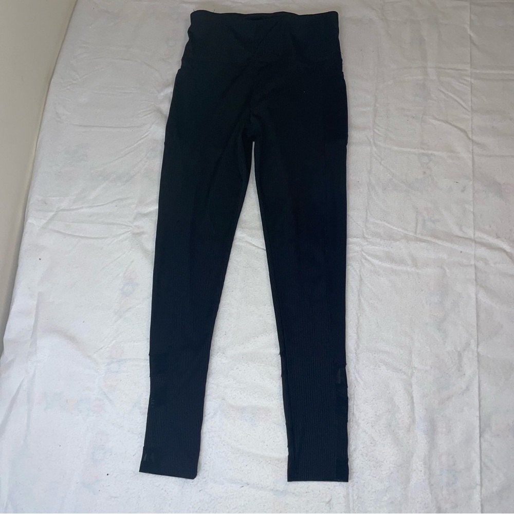 Shosho Lightweight Breathable Black Elastic Waistband Ribbed L Leggings